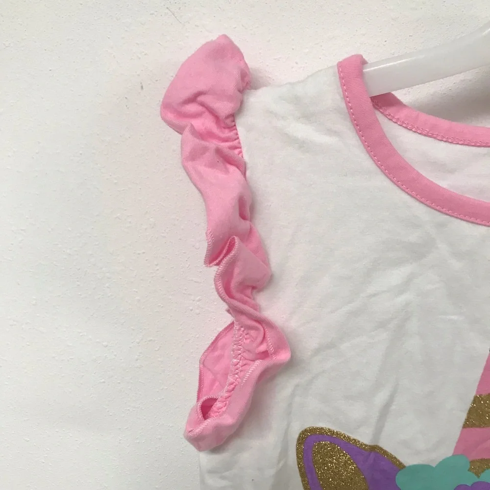 Little Girl Toddler Cap Sleeve Unicorn Party Birthday Girl Party Top
